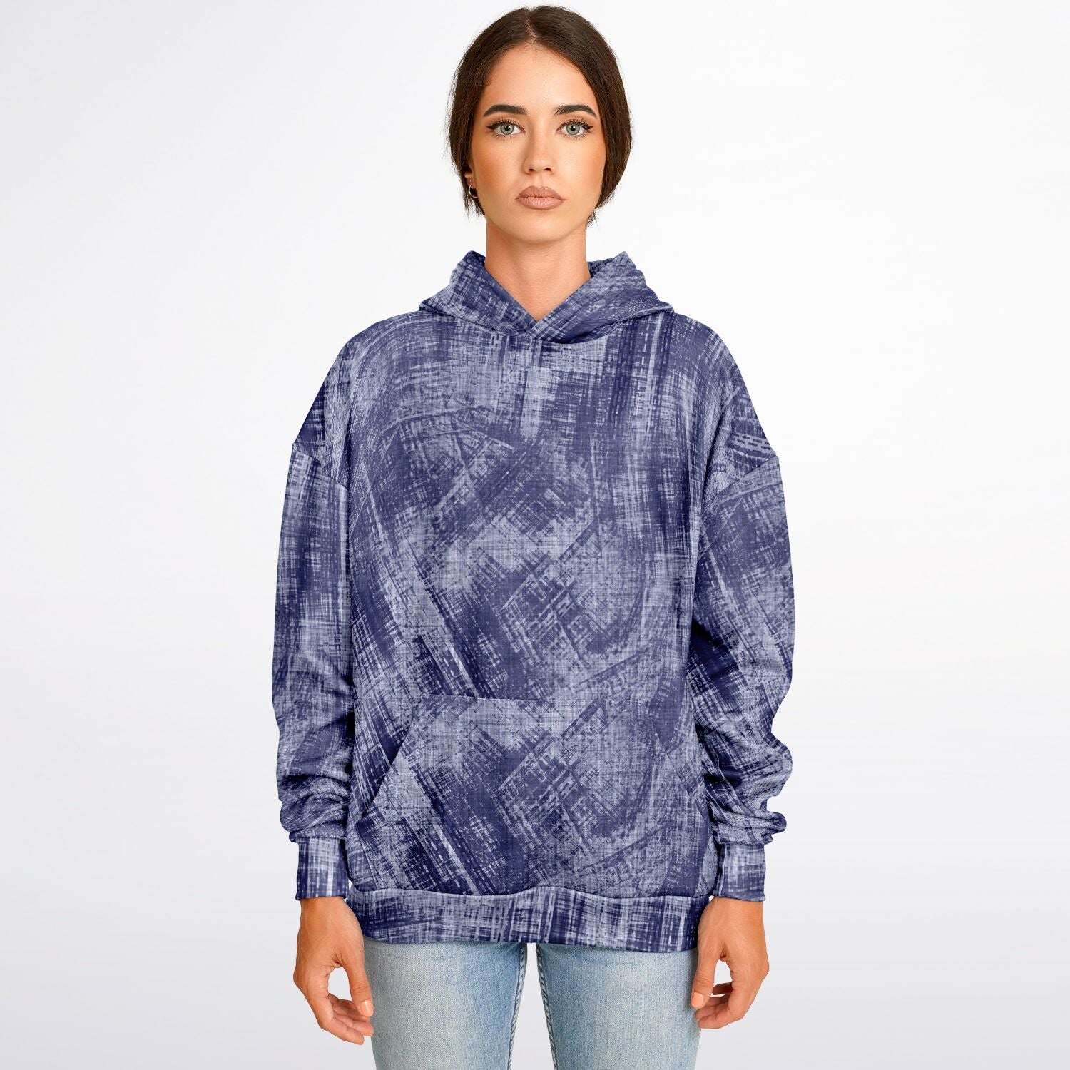 Blue Wash Denim-Style Oversized Hoodie | Camo Colors