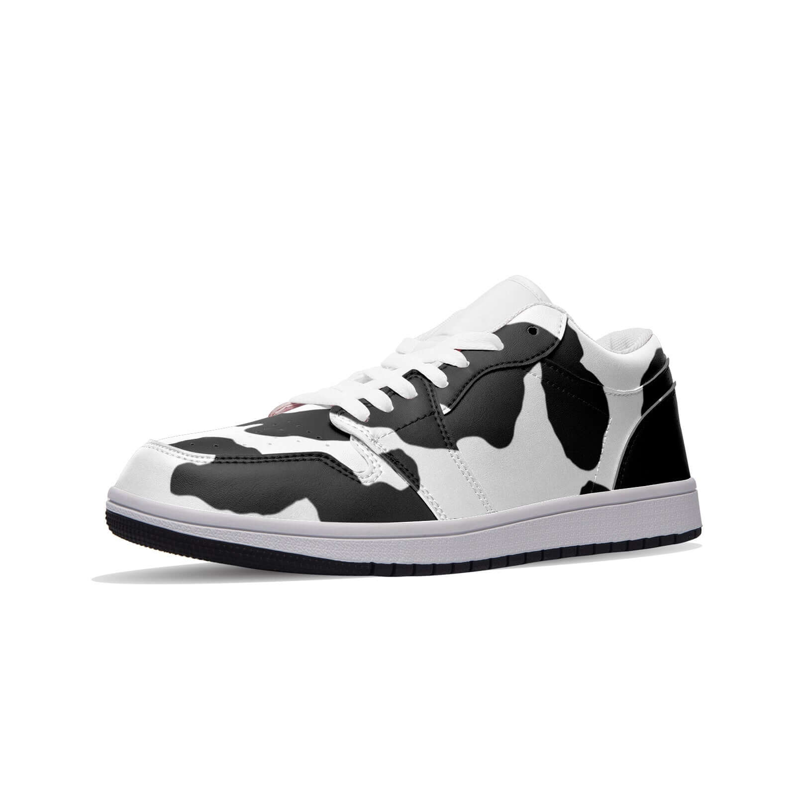 Camo Low Top Leather Sneakers | Black & White Camo Colors