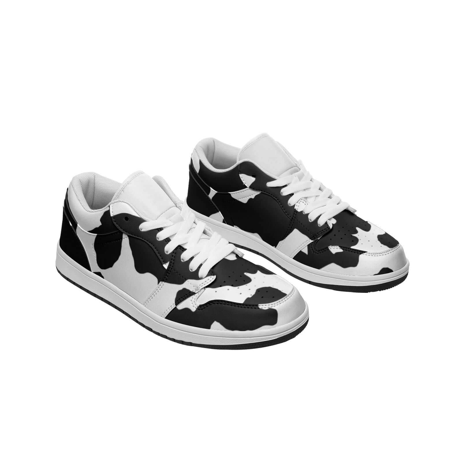 Camo Low Top Leather Sneakers | Black & White Camo Colors