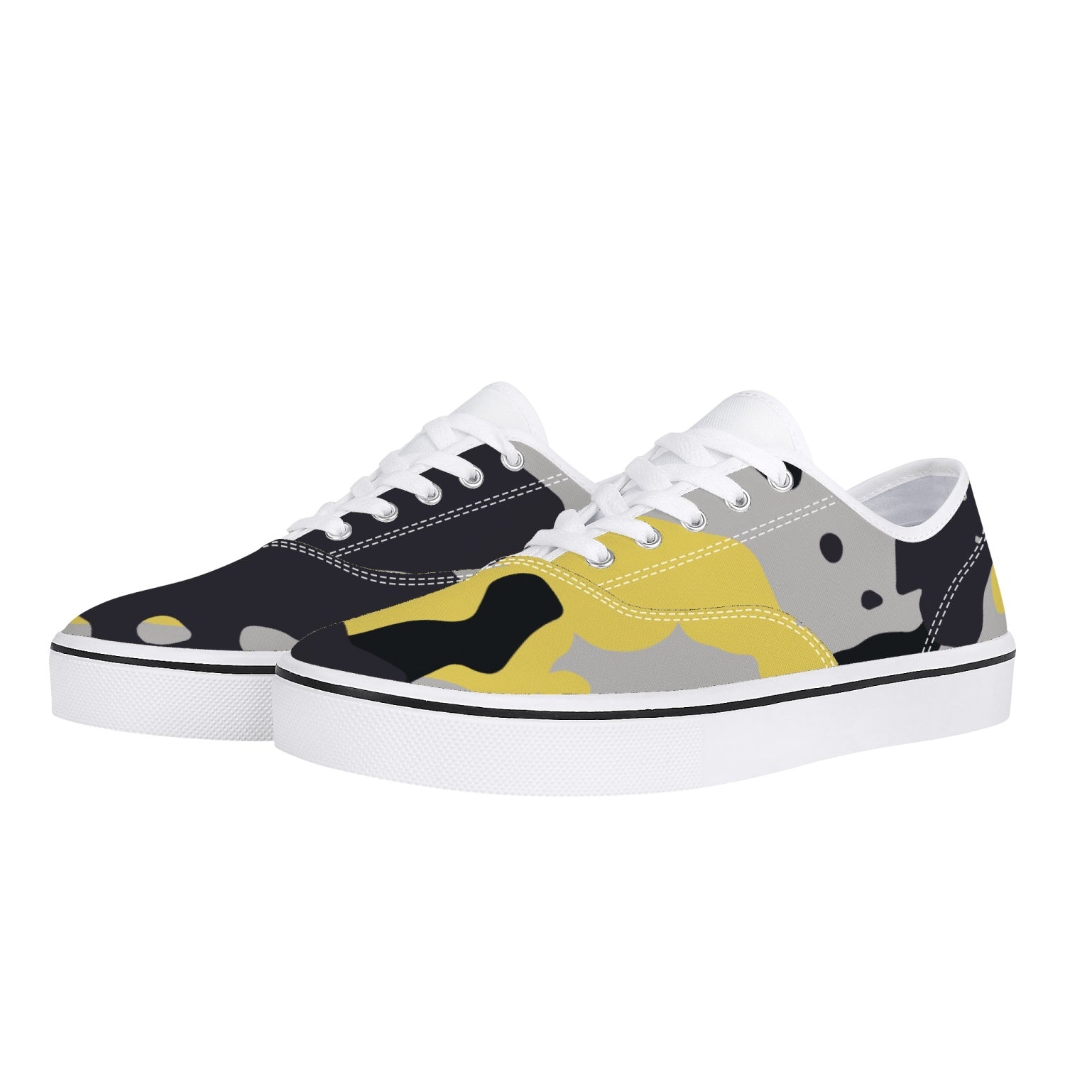 Camo Skate Shoes | Yellow, Black, and Silver Camouflage Camo Colors