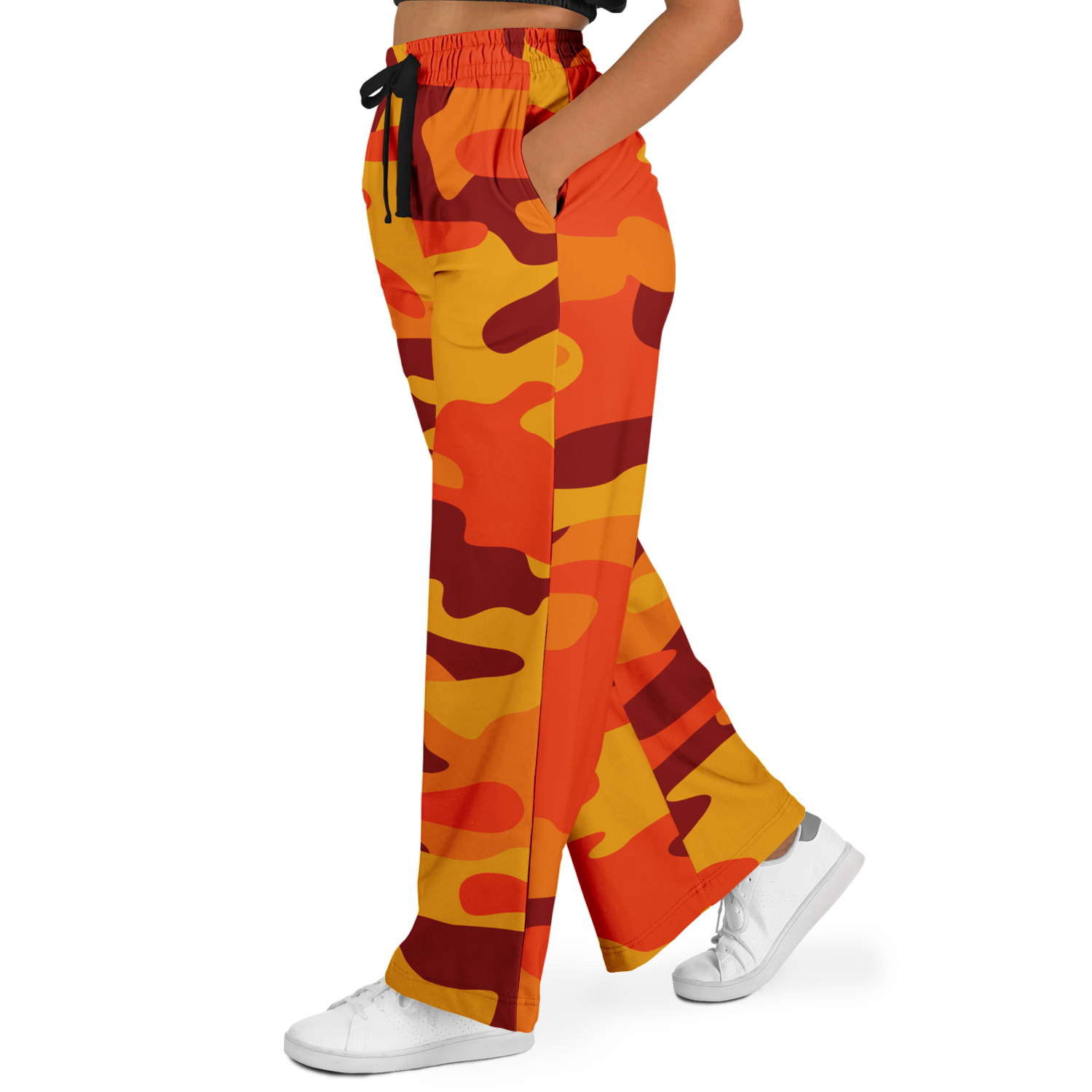 Camo Wide Leg Pants | Orange & Red Camo Camo Colors
