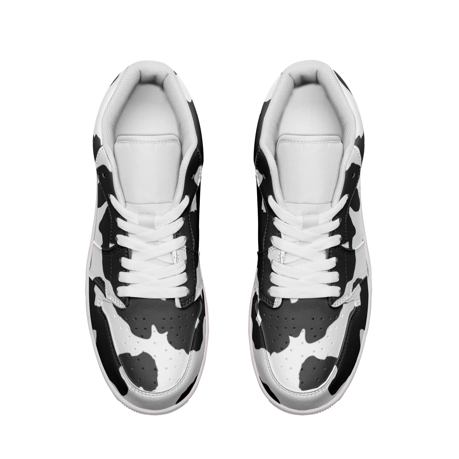 Camo Low Top Leather Sneakers | Black & White Camo Colors
