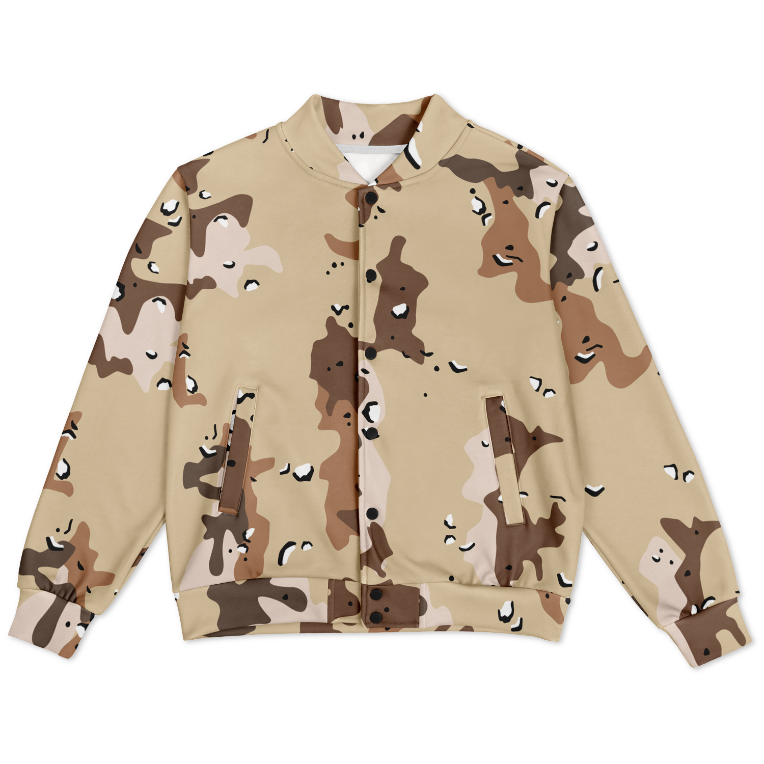 Brown Baseball Jacket in Marines Military Camo Print Camo Colors