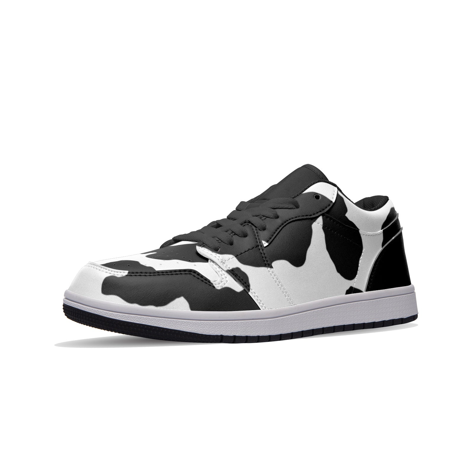 Camo Low Top Leather Sneakers | Black & White Camo Colors
