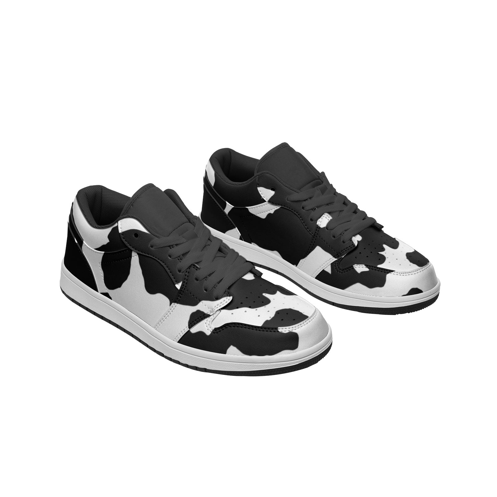 Camo Low Top Leather Sneakers | Black & White Camo Colors