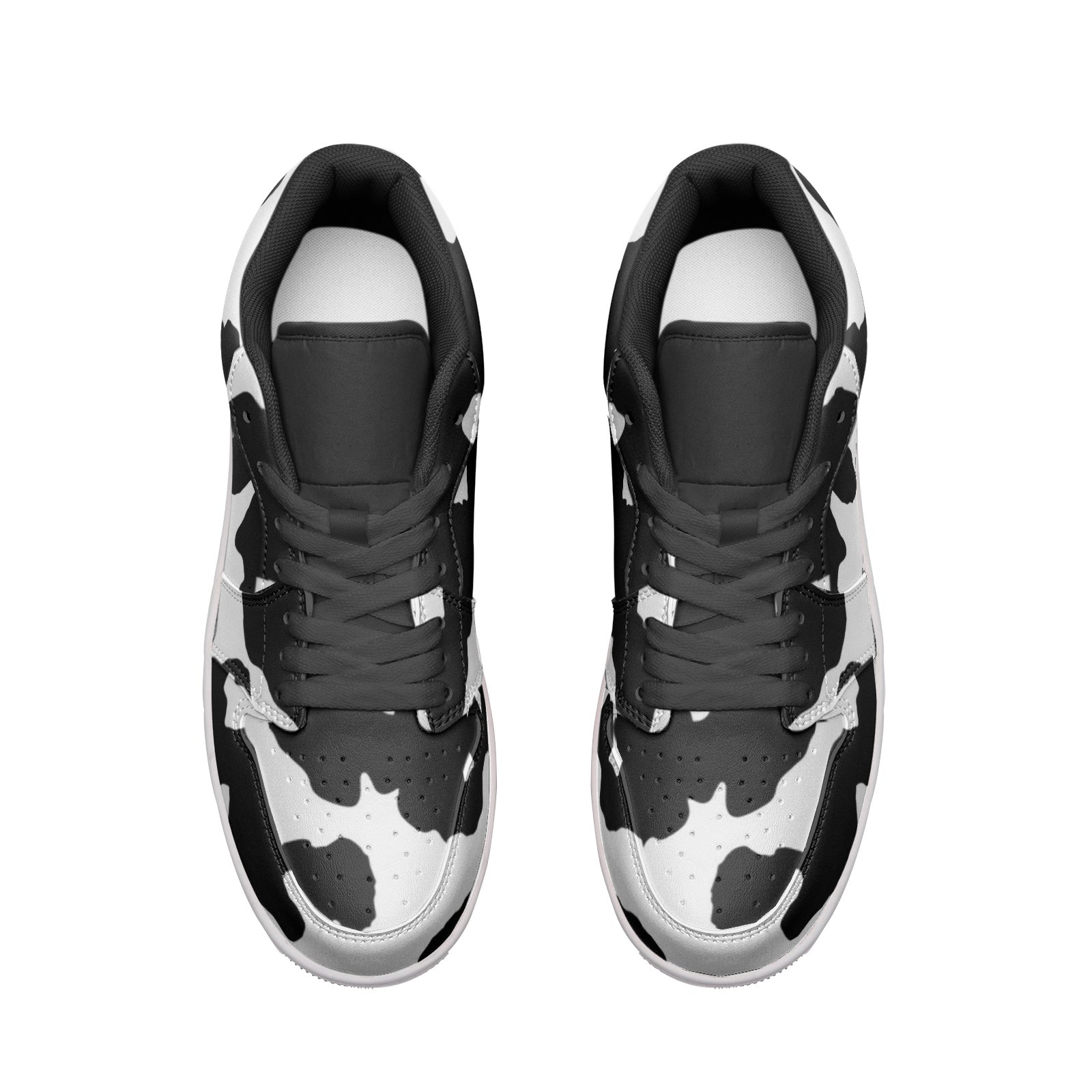 Camo Low Top Leather Sneakers | Black & White Camo Colors