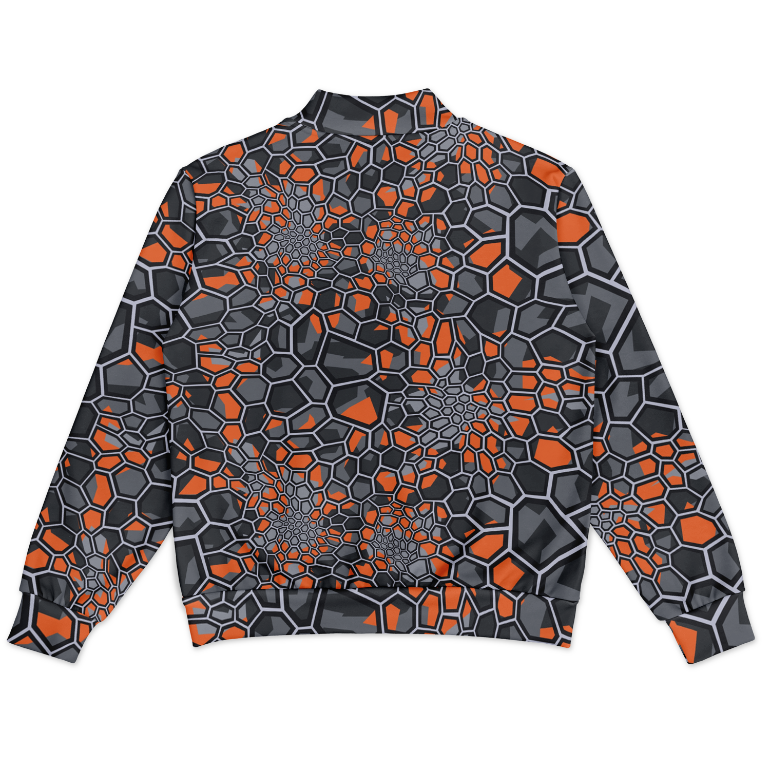 Baseball Jacket | Geometric Camo in Orange, Gray & Black Camo Colors