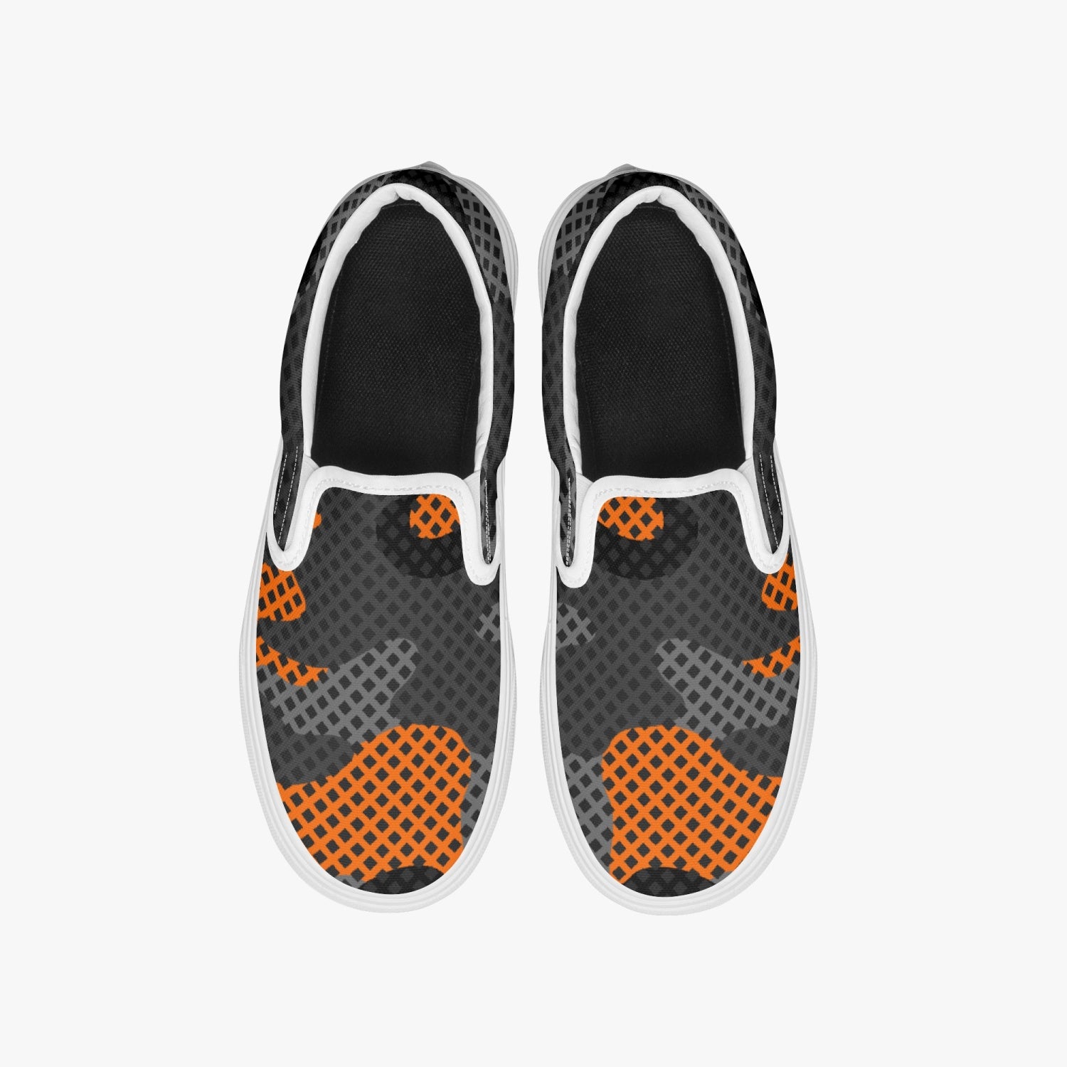 Camo Slip-On Shoes | Orange & Black Pixel Camouflage Camo Colors