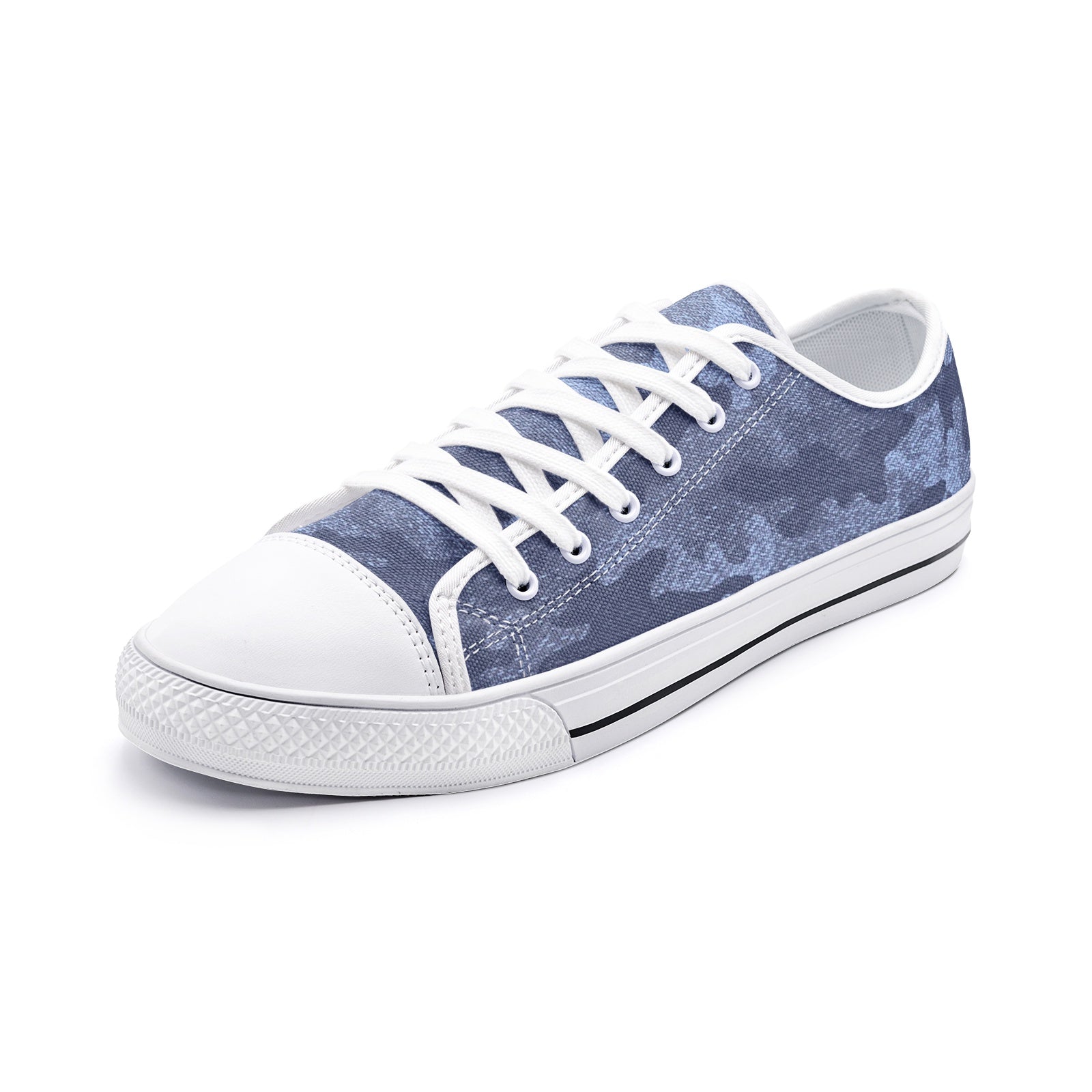 Camo Shoes | Low Top Canvas | Denim Blue Camouflage Camo Colors