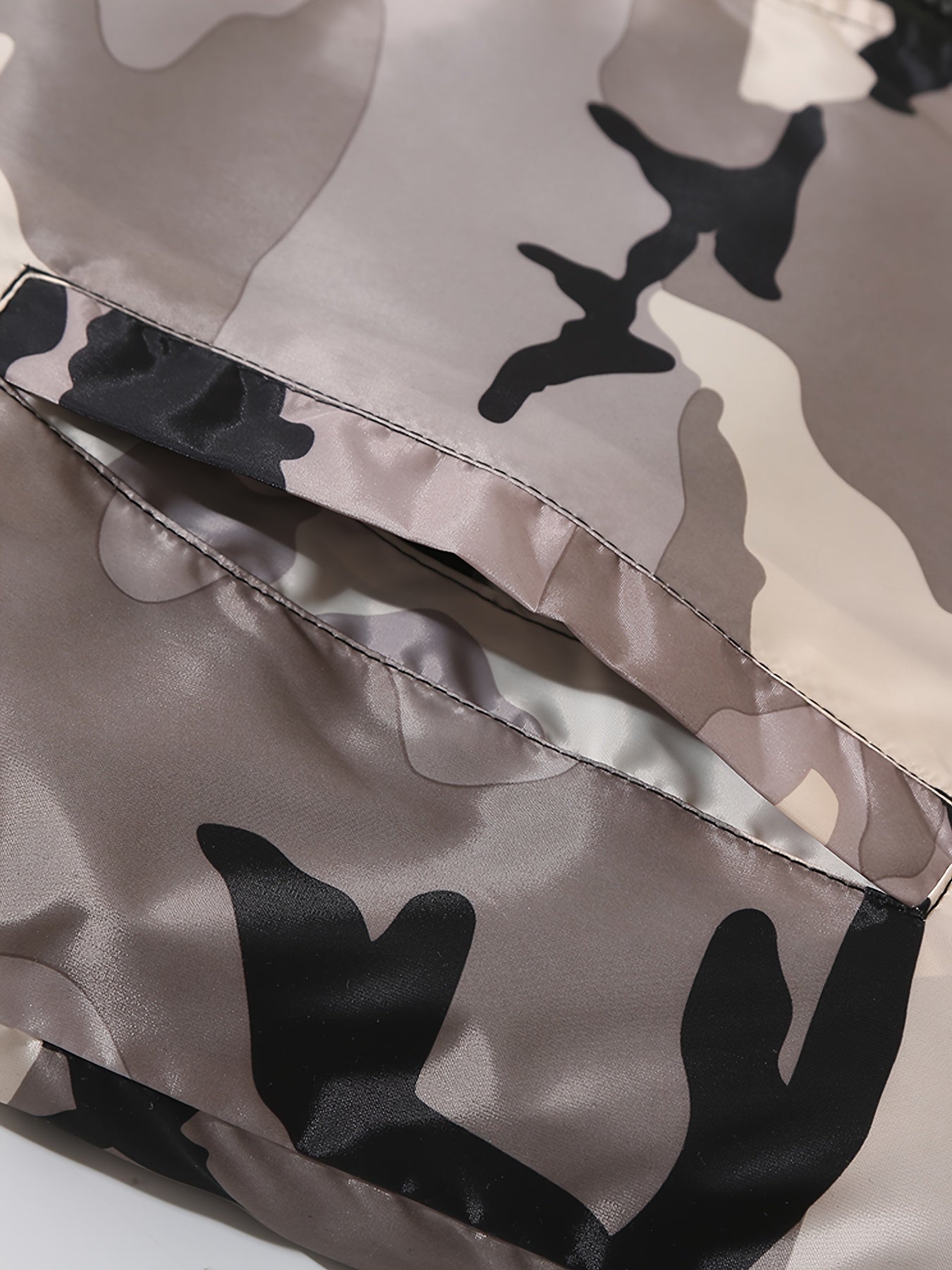 Men's Grey Hooded Zip Up Camouflage Lightweight Jacket Camo Colors