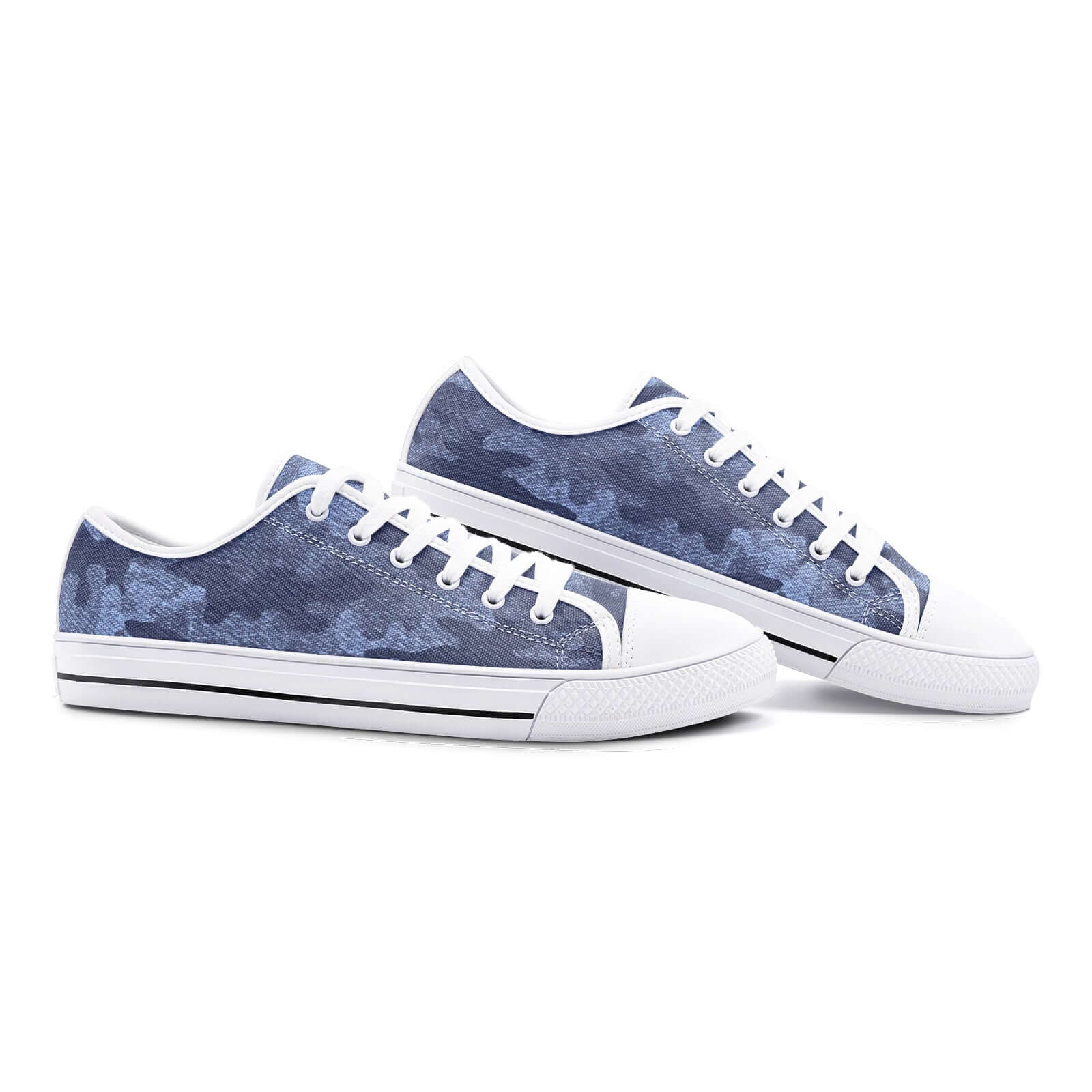 Camo Shoes | Low Top Canvas | Denim Blue Camouflage Camo Colors