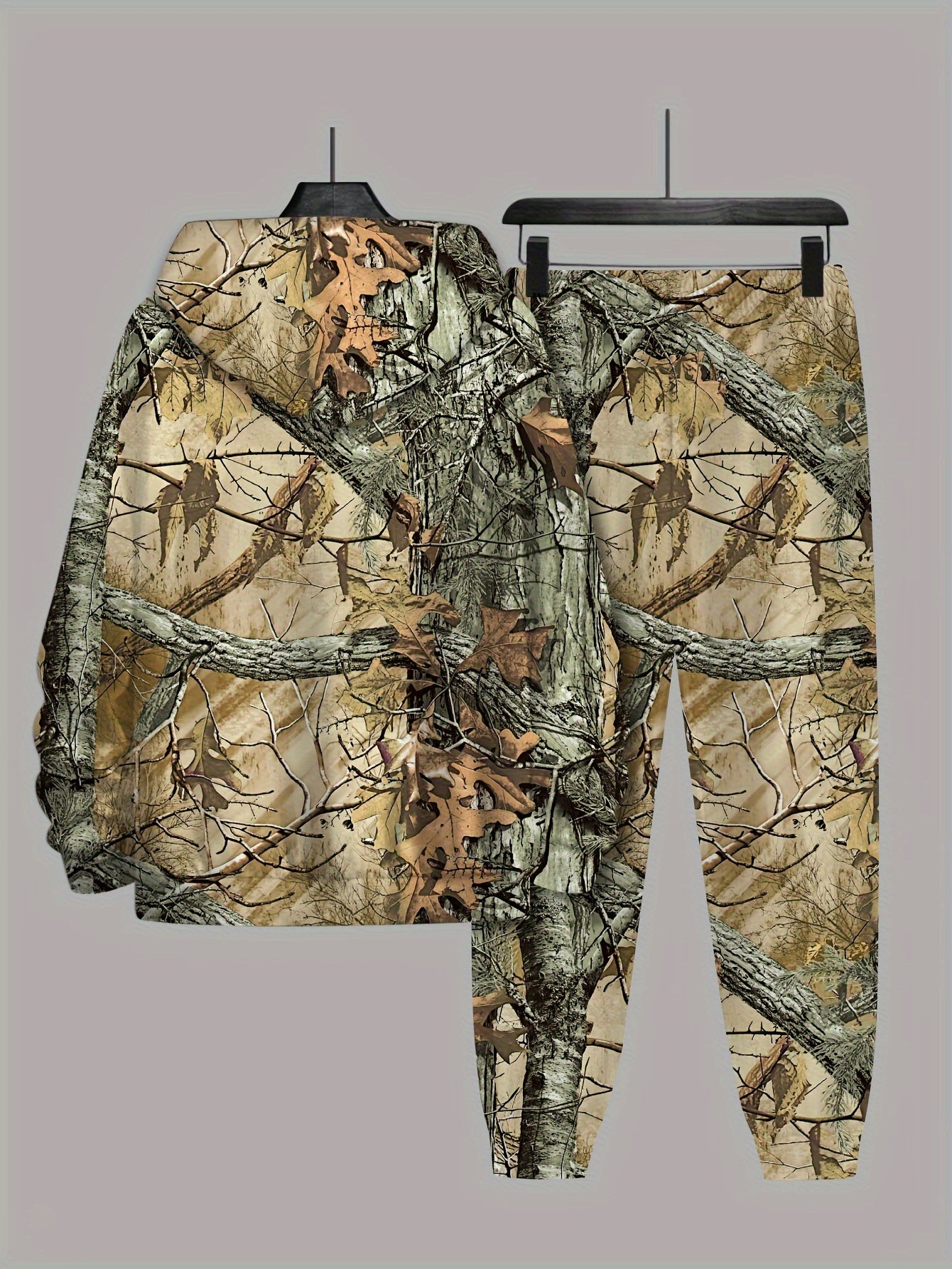 Men’s Plus-Size 3D Trunks Graphic Hooded Sweatshirt & Sweatpants | Camo Colors