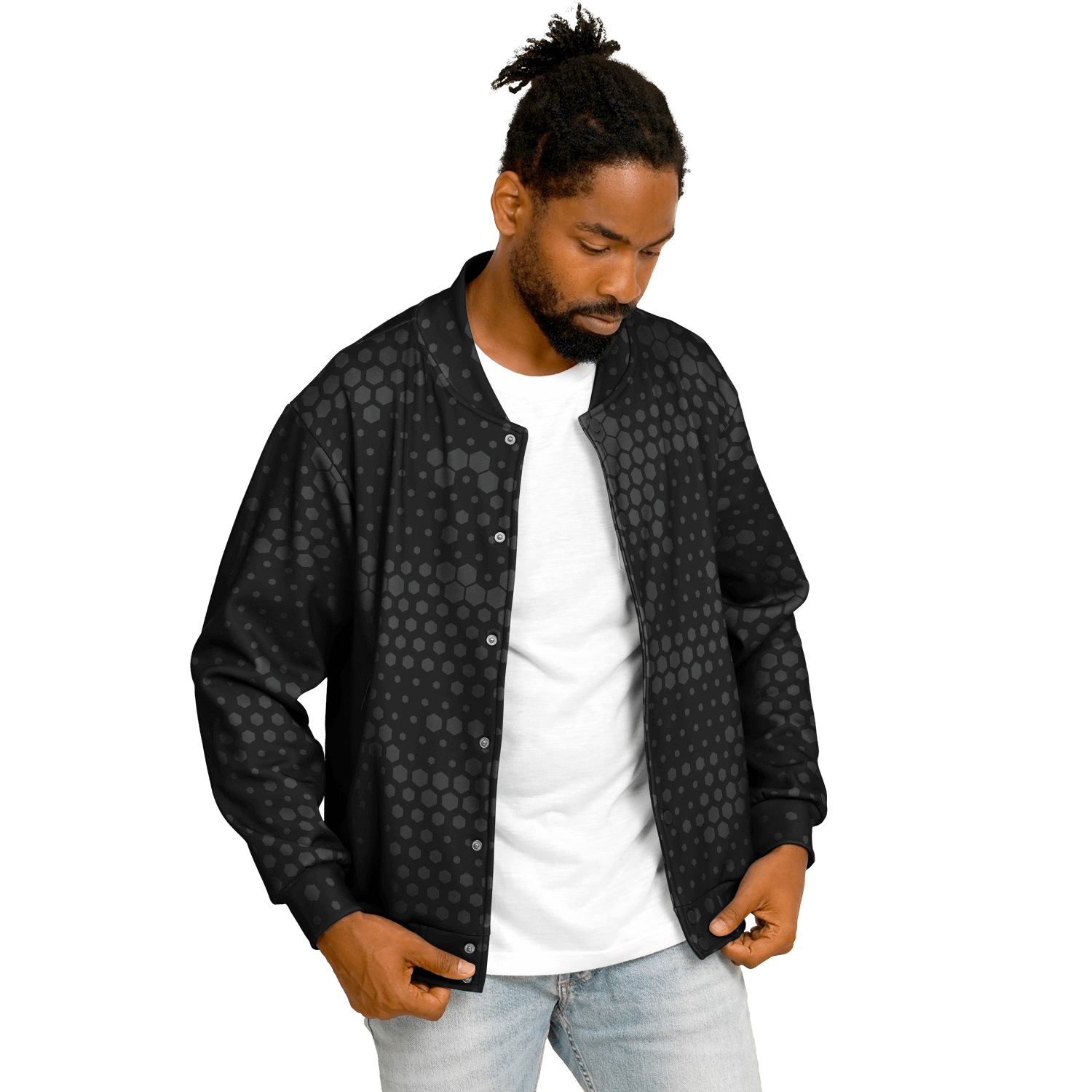 Baseball Jacket in Stylish Black Hive Camouflage Camo Colors