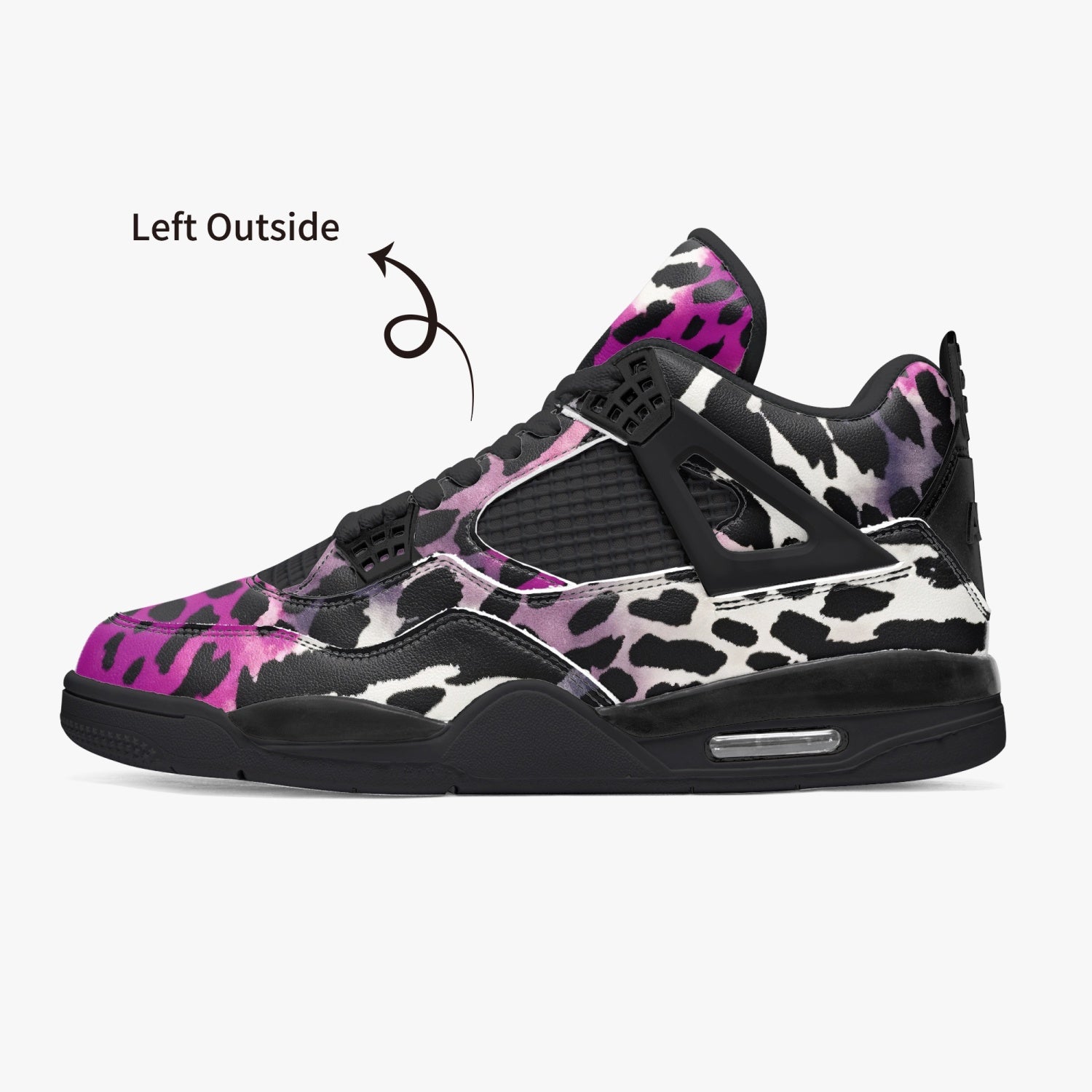 Leopard Jordans AJ4 | Bauhaus Magenta and White Camo Colors