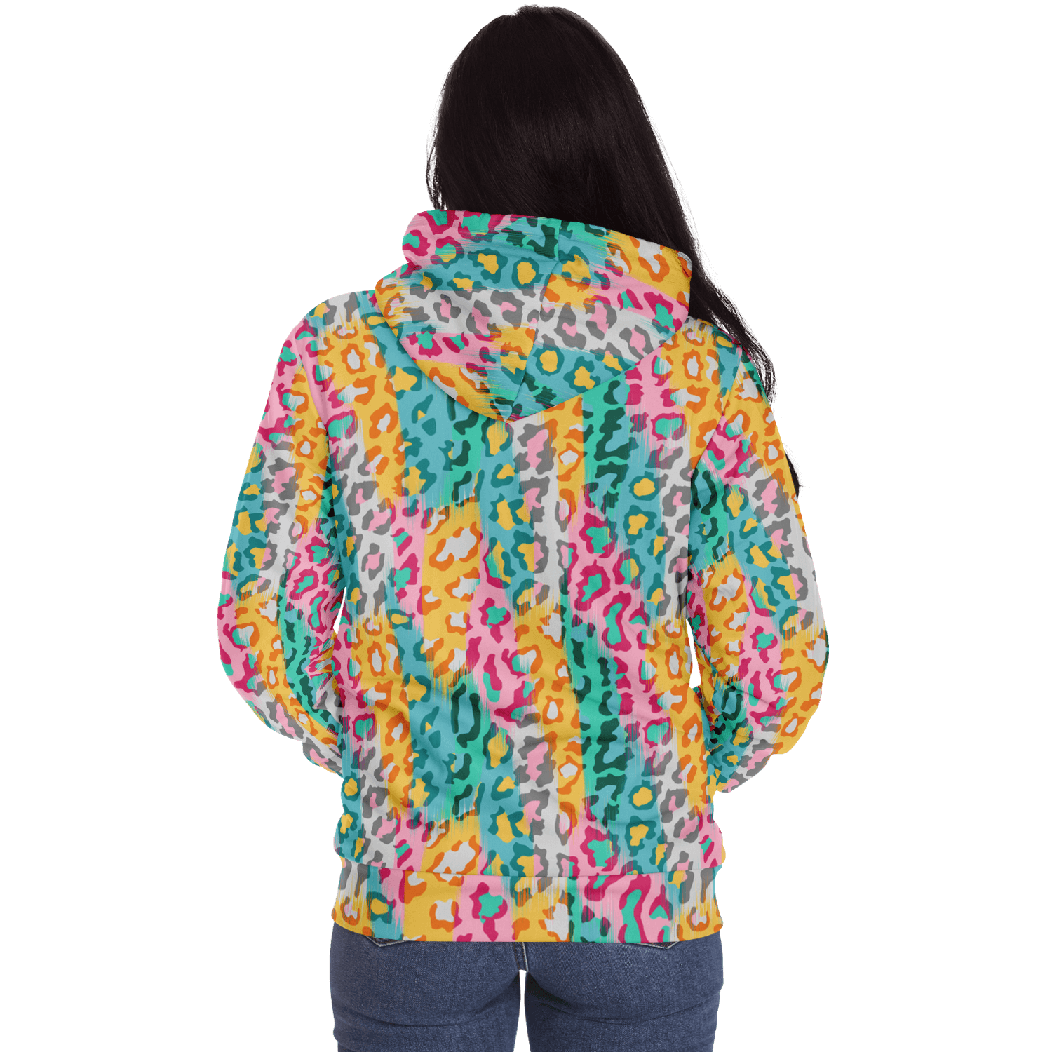 Microfleece Zip Hoodie | Colorful Leopard Pattern Camo Colors