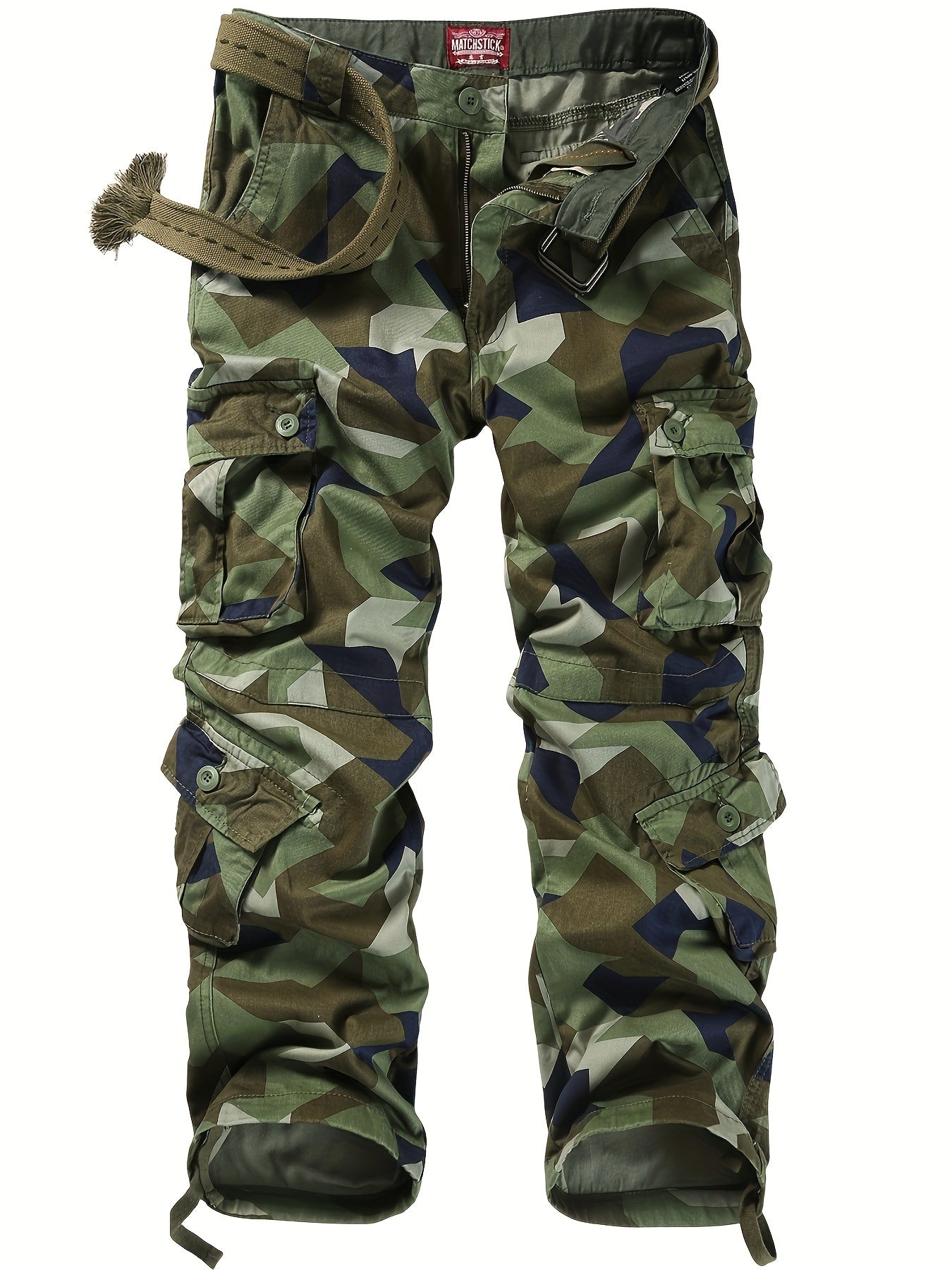 Camo Cargo Pants for Men: Cotton, Casual Fit, Zip & Drawstring Closure Camo Colors