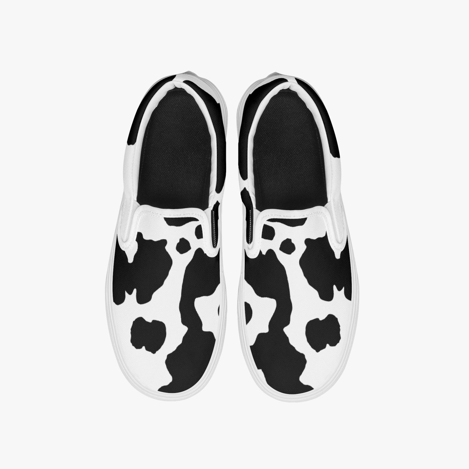 Camo Slip-On Shoes | Black & White Cow Print Camo Colors
