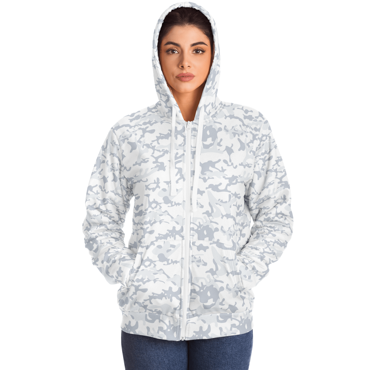 Microfleece Zip Hoodie | Army Snow Camouflage Camo Colors