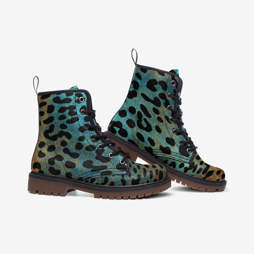 Leopard Boots | Lightweight Leather | Blue & Orange Safari Camo Colors