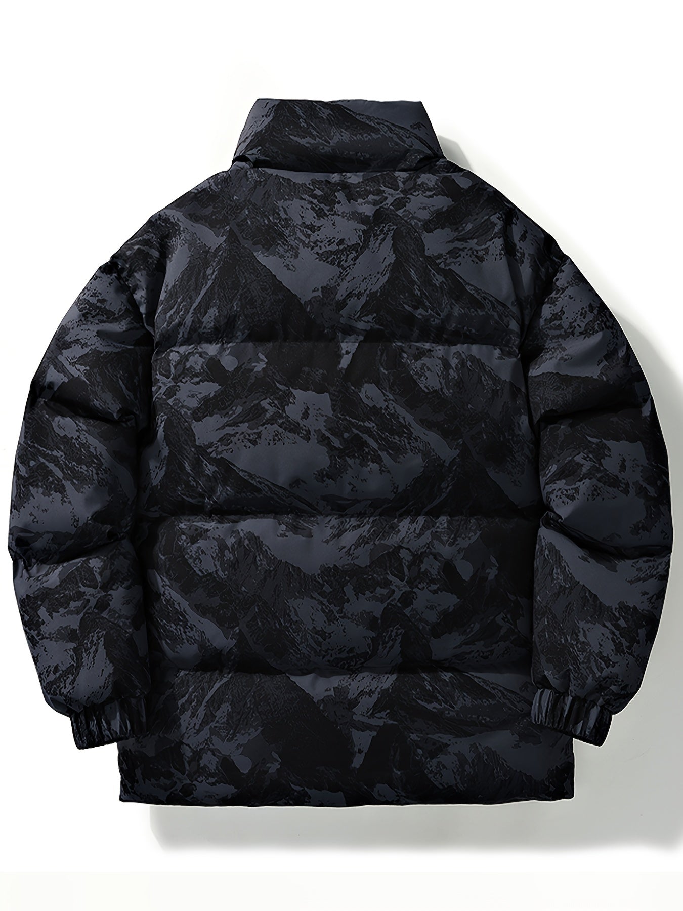 Men's Camo Hooded Puffer Jacket with Zip-Up Front Camo Colors