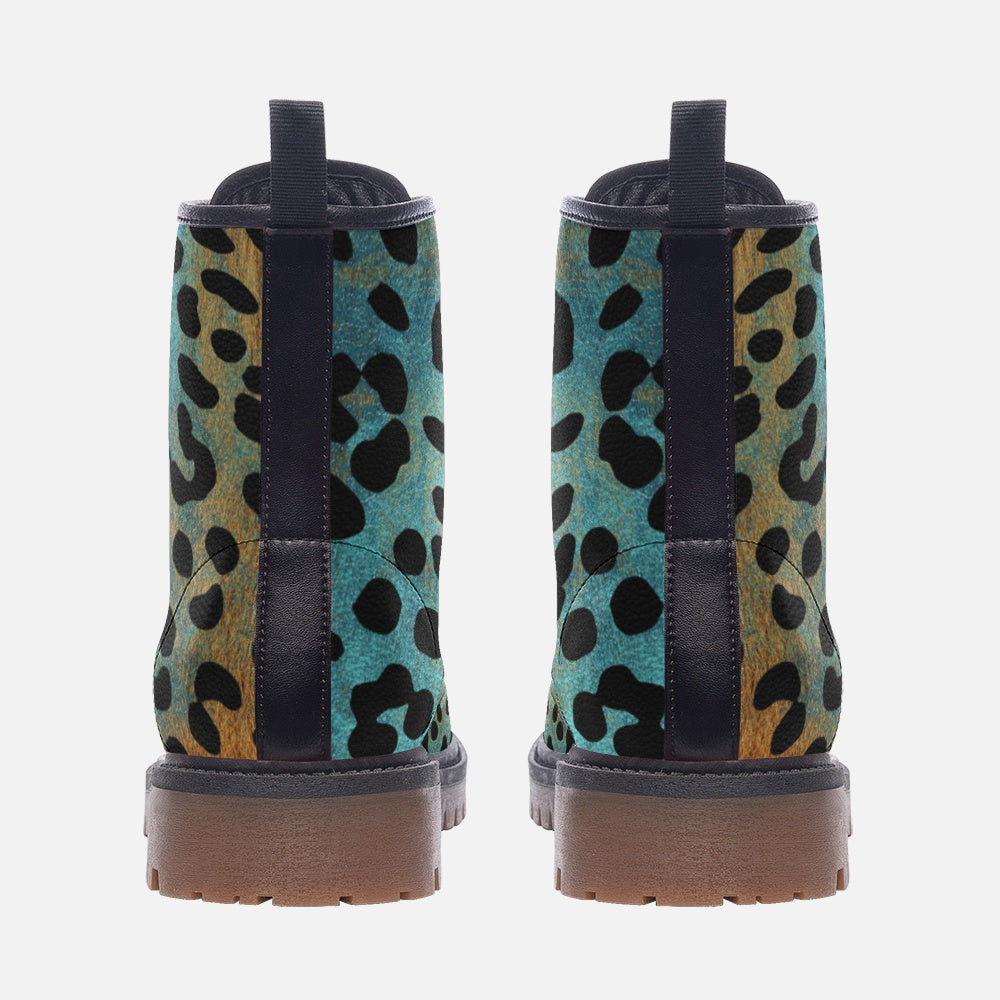 Leopard Boots | Lightweight Leather | Blue & Orange Safari Camo Colors