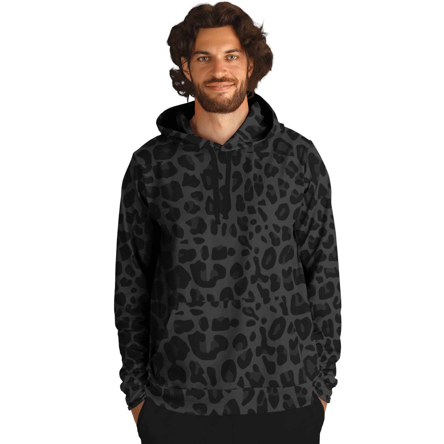 Black Leopard Print Hoodie | Puma Pattern | Camo Colors