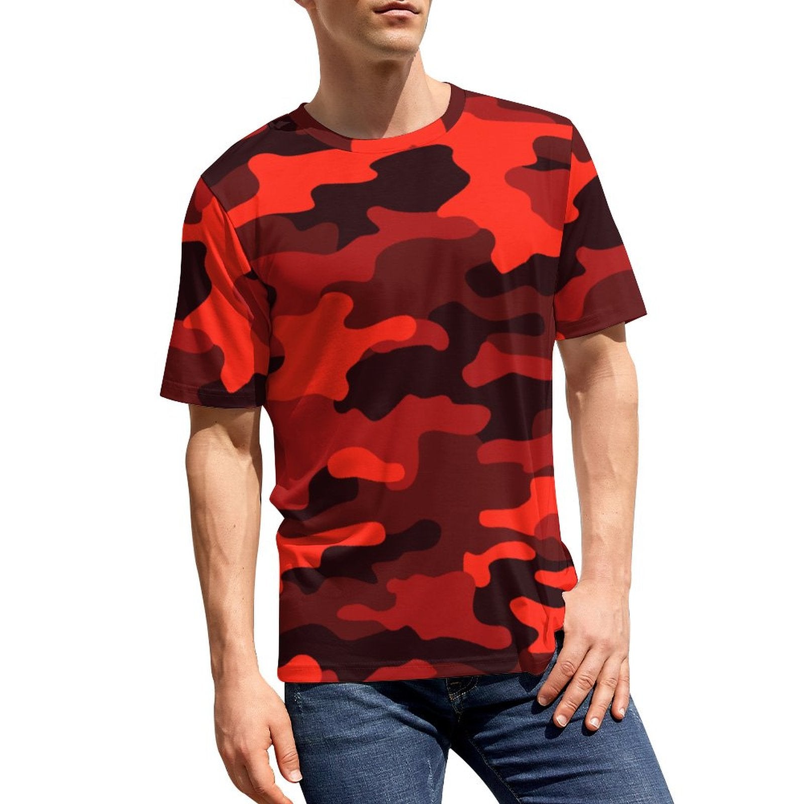 Camo Shirt | Scarlet Red & Black Camouflage T Camo Colors