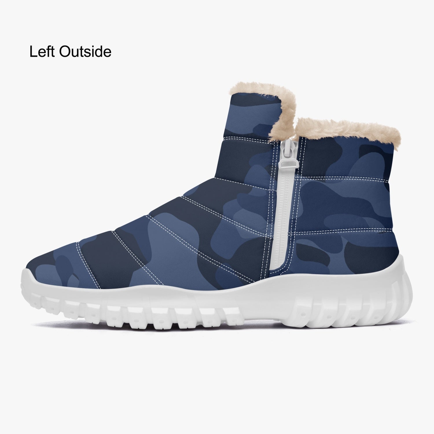 Camo Boots | Cotton-pad Fur Zipper Up | Deep Blue Camo Colors