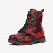 Black & Red Camo Boots | Pixel Camouflage Leather Camo Colors