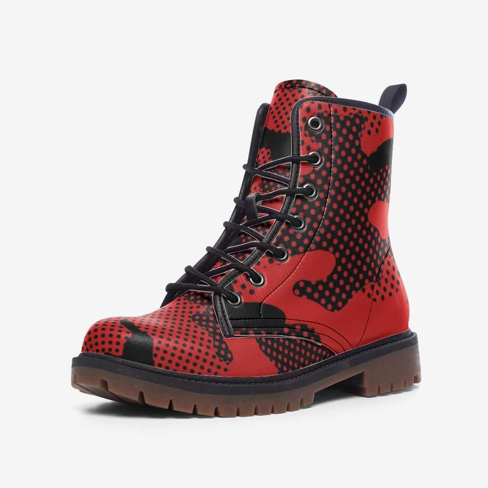 Black & Red Camo Boots | Pixel Camouflage Leather Camo Colors