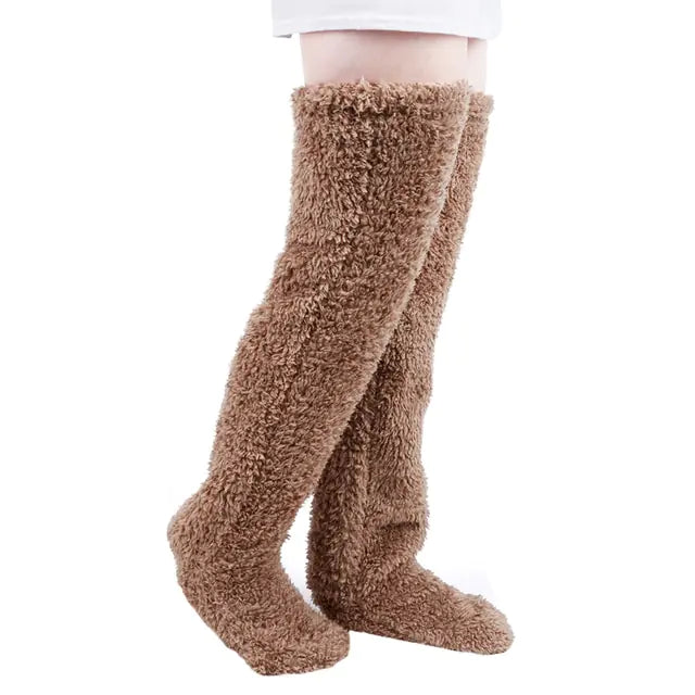Over Knee High Fuzzy Long Socks Camo Colors