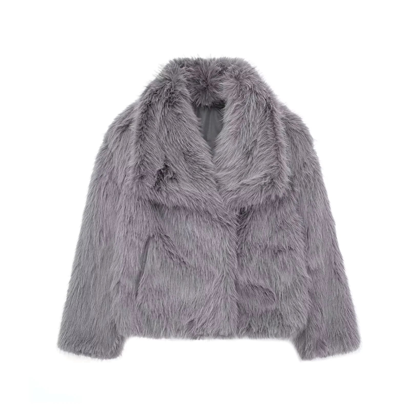 Women's Faux Fox Fur Coat Camo Colors