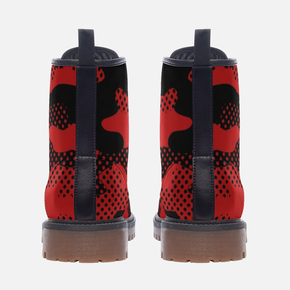 Black & Red Camo Boots | Pixel Camouflage Leather Camo Colors
