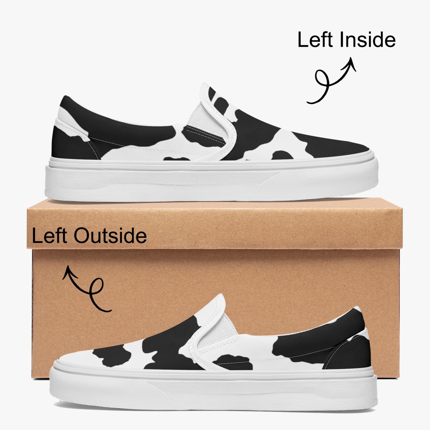 Camo Slip-On Shoes | Black & White Cow Print Camo Colors