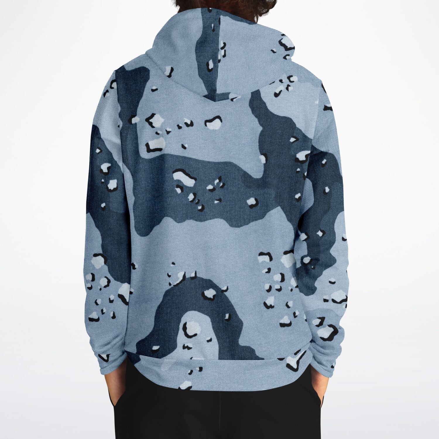 Navy Camouflage Hoodie | Fabric Style Print | Camo Colors