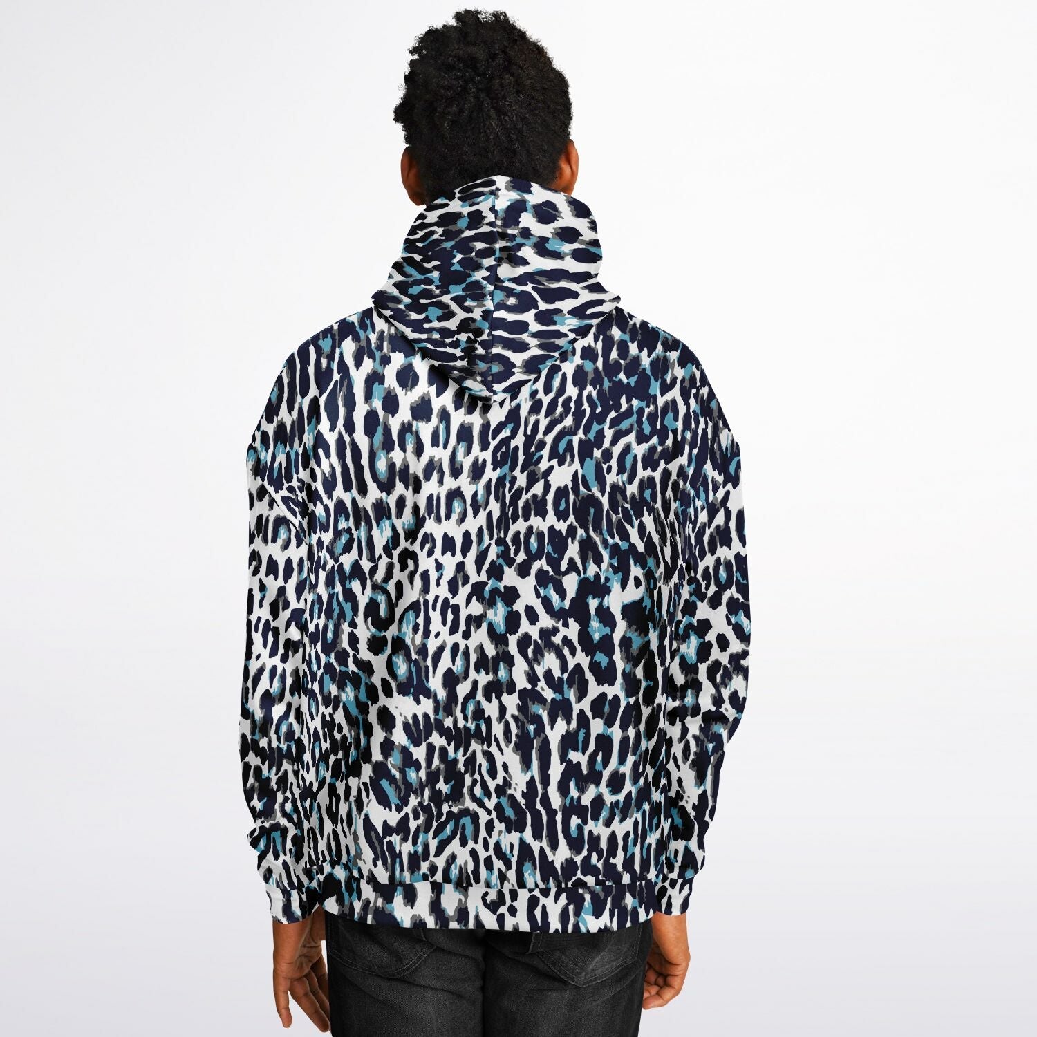 Oversized Leopard Hoodie – Blue and White | Camo Colors