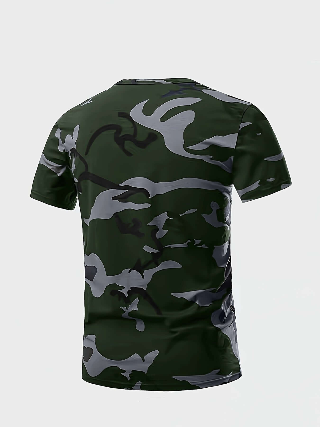 Men's Camo Print Short Sleeve T-shirt, Outdoor Athletic Camo Colors