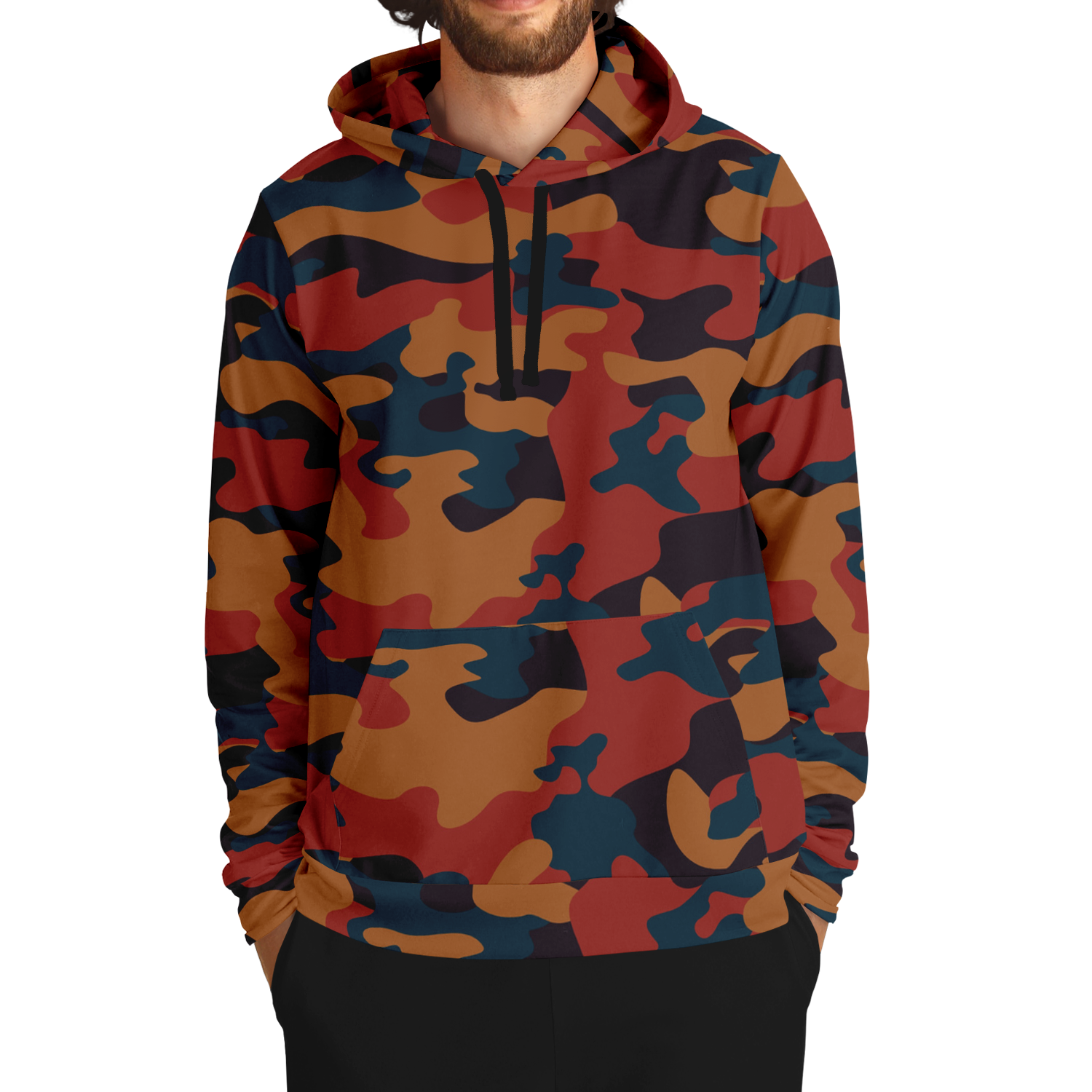 Camo Hoodie | Brown, Prussian Blue and Auburn Camo Colors