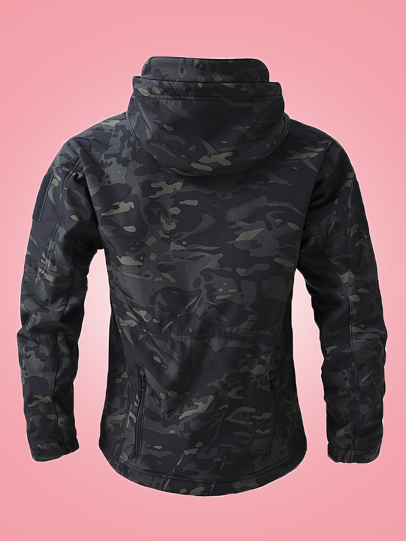 Men's Military Camo Jacket | Hooded Windbreaker with Zippered Pockets, Removable Hood Camo Colors