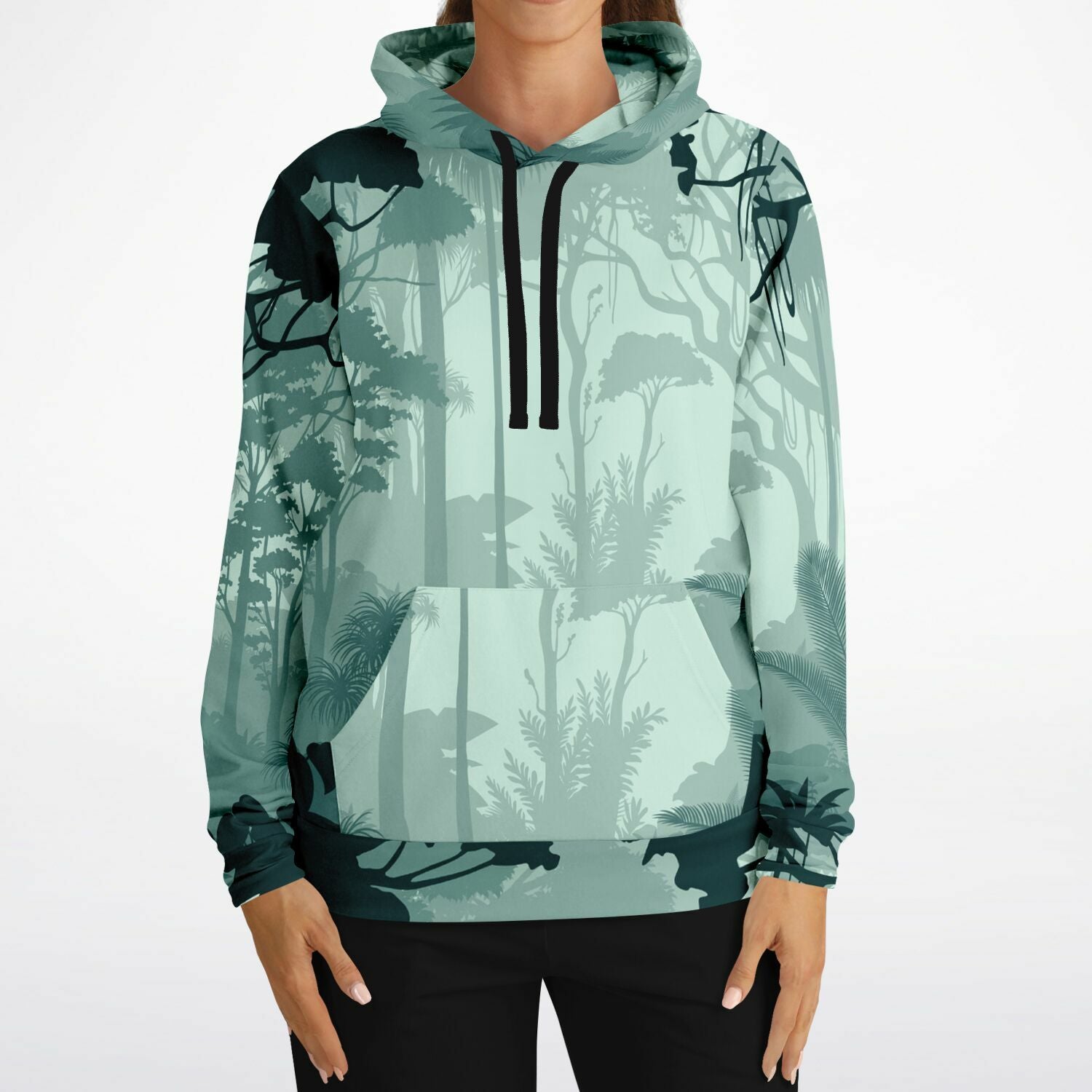 Dark Forest Print Hoodie | Tropical Rainforest Background | camo colors