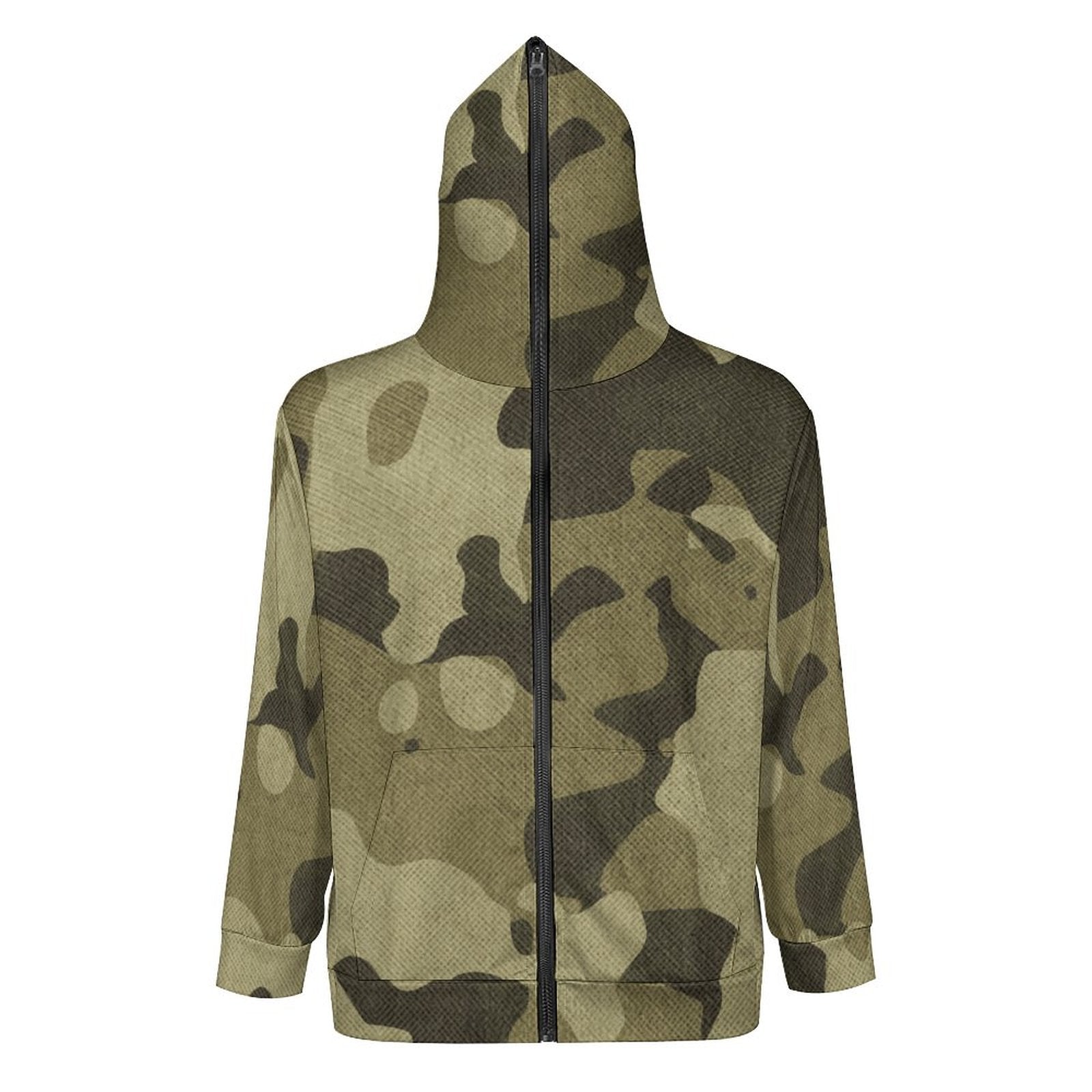 Zip Camo Hoodie | Green Fabric Camouflage style Camo Colors