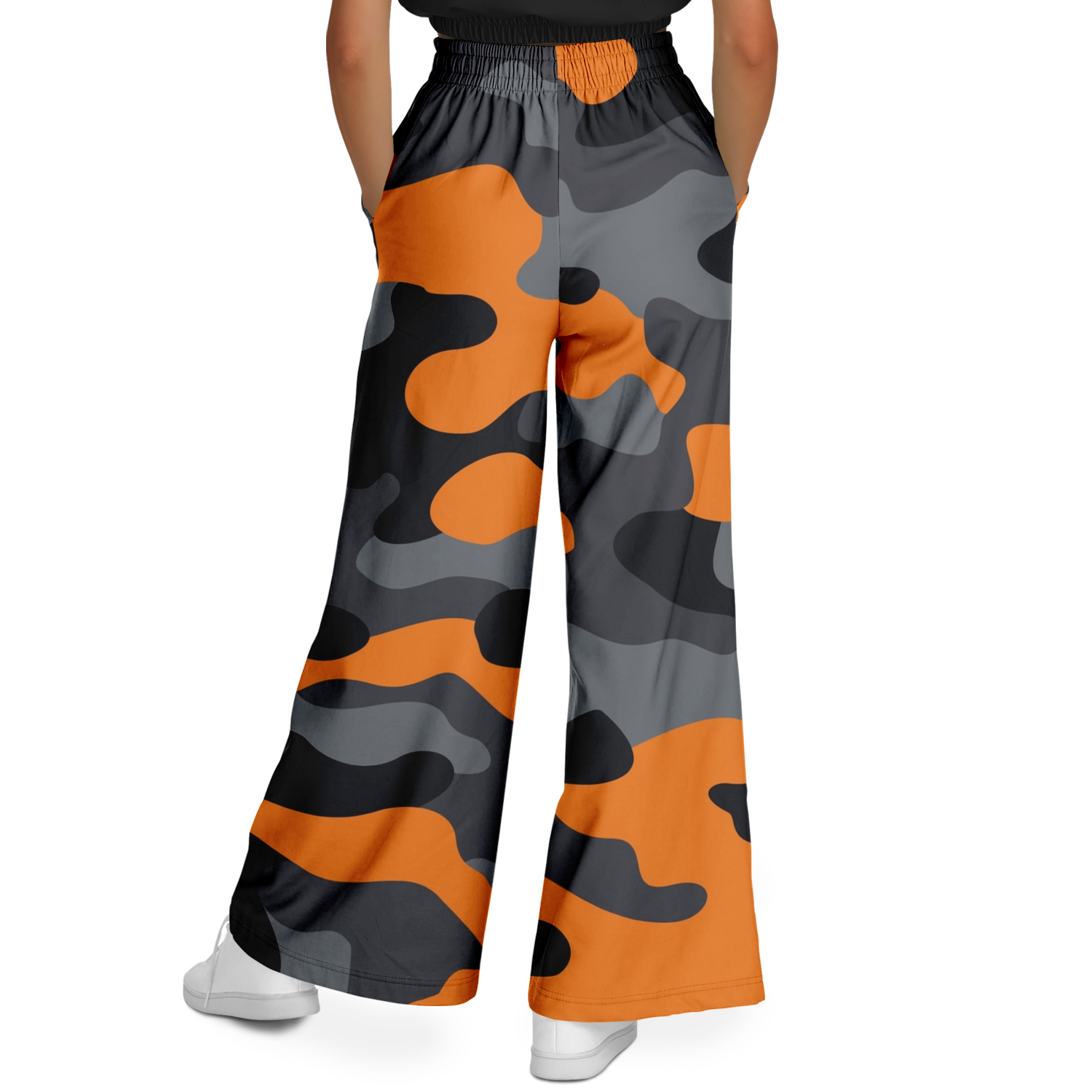 Camo Wide Leg Pants | Orange, Gray & Black Camouflage Camo Colors