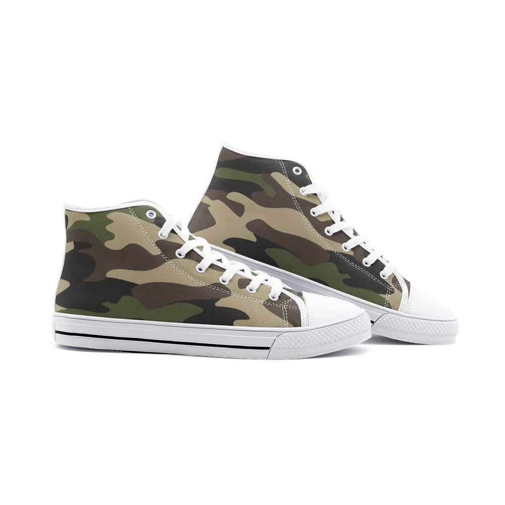 Camo Shoes | HIgh Top Canvas | Classic Green Camouflage Camo Colors