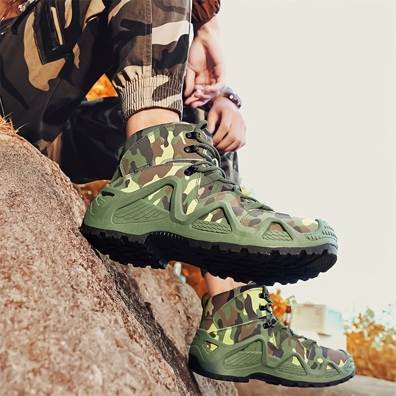 Men’s Comfy High Top Lace-Up Camouflage Walking Shoes Camo Colors