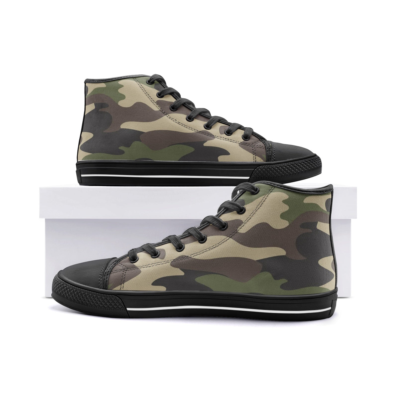 Camo Shoes | HIgh Top Canvas | Classic Green Camouflage Camo Colors