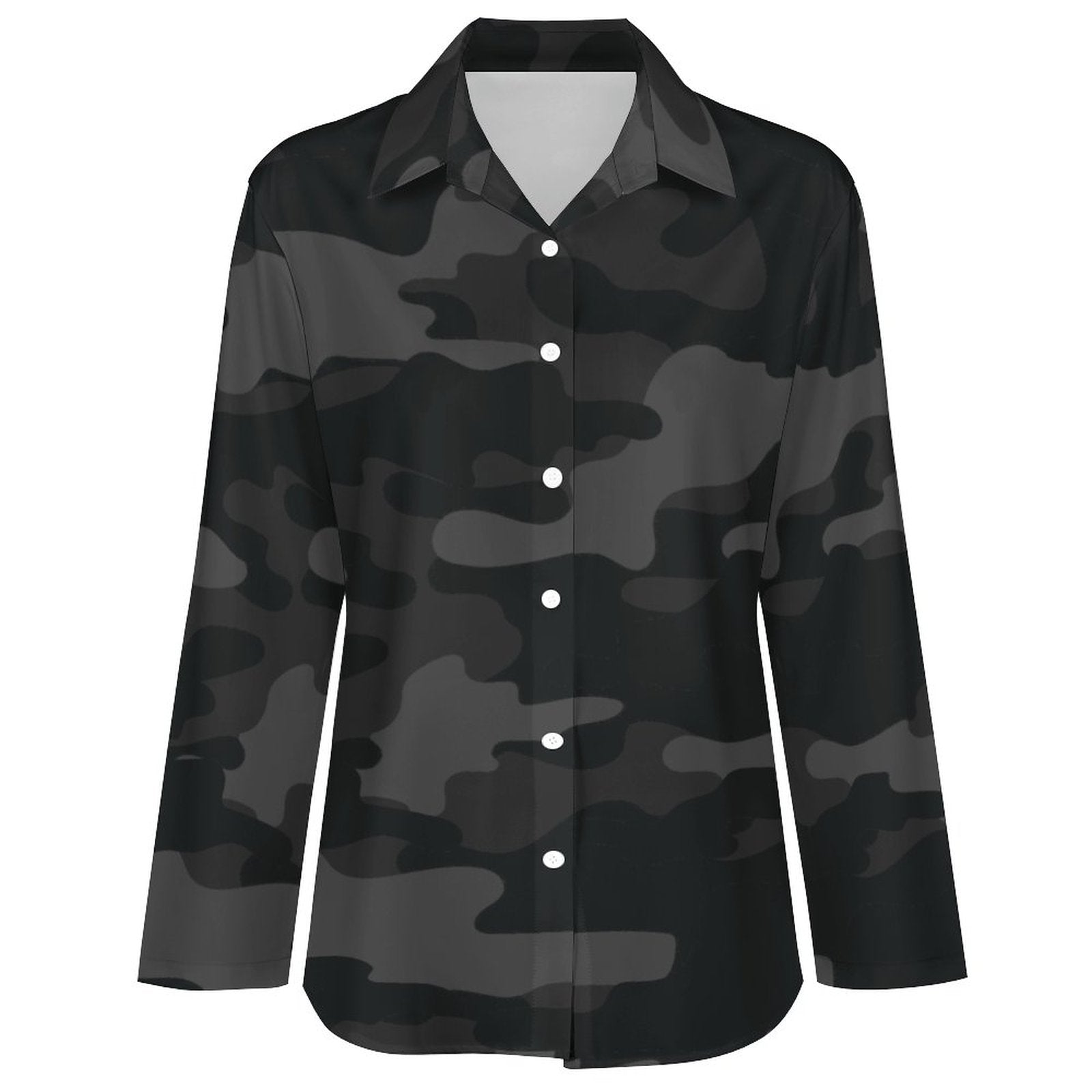 Women's Button-Up Camo Shirt | Black Camouflage Camo Colors