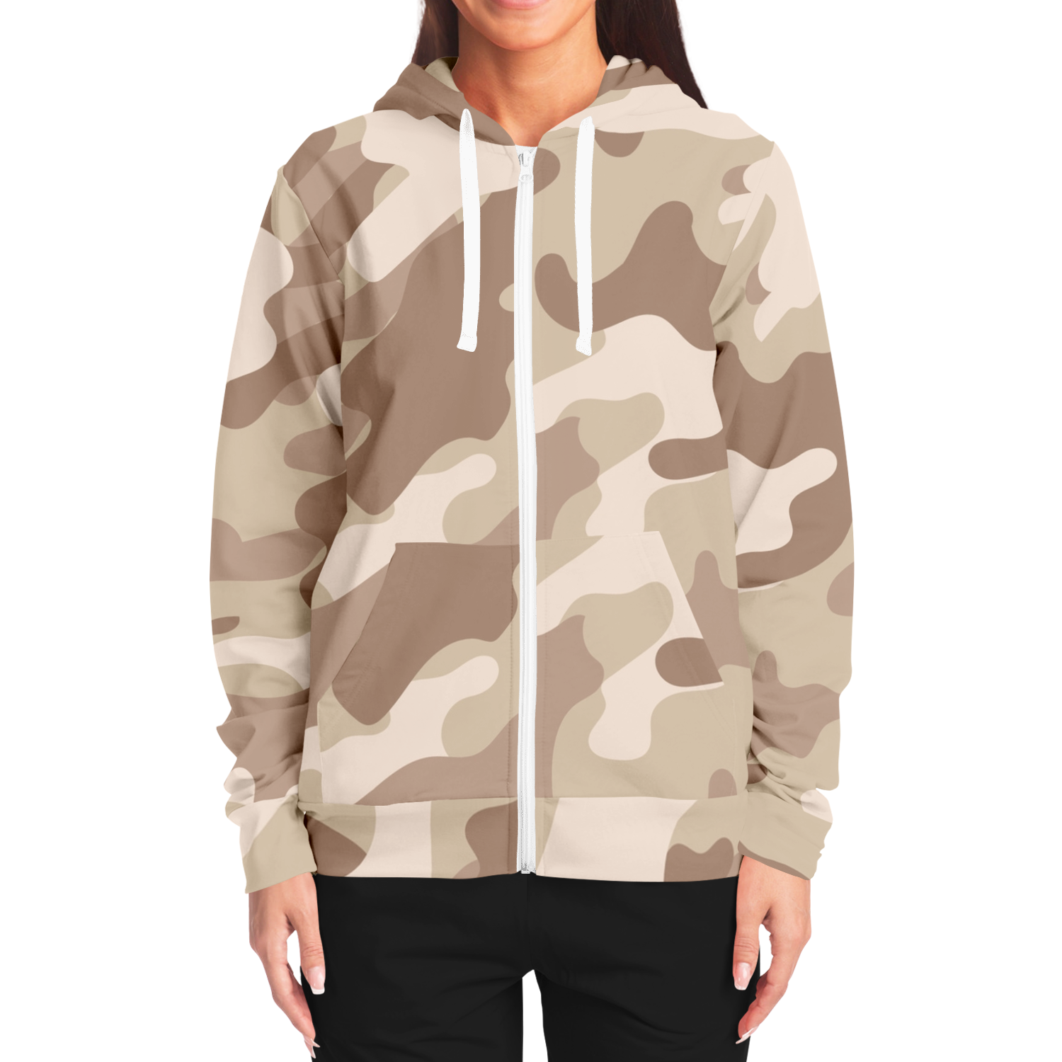 Zip-Up Hoodie | Desert Brown Camouflage style Camo Colors