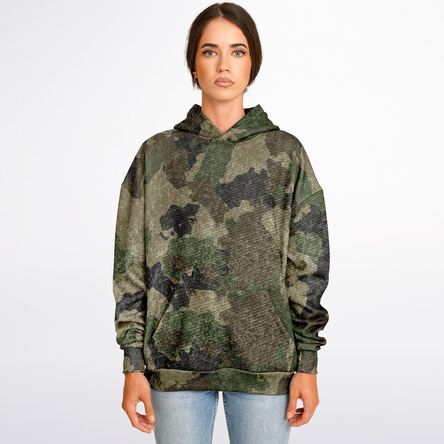 Oversized Hoodie | Brown Camouflage Uniform Cloth Pattern | Camo Colors