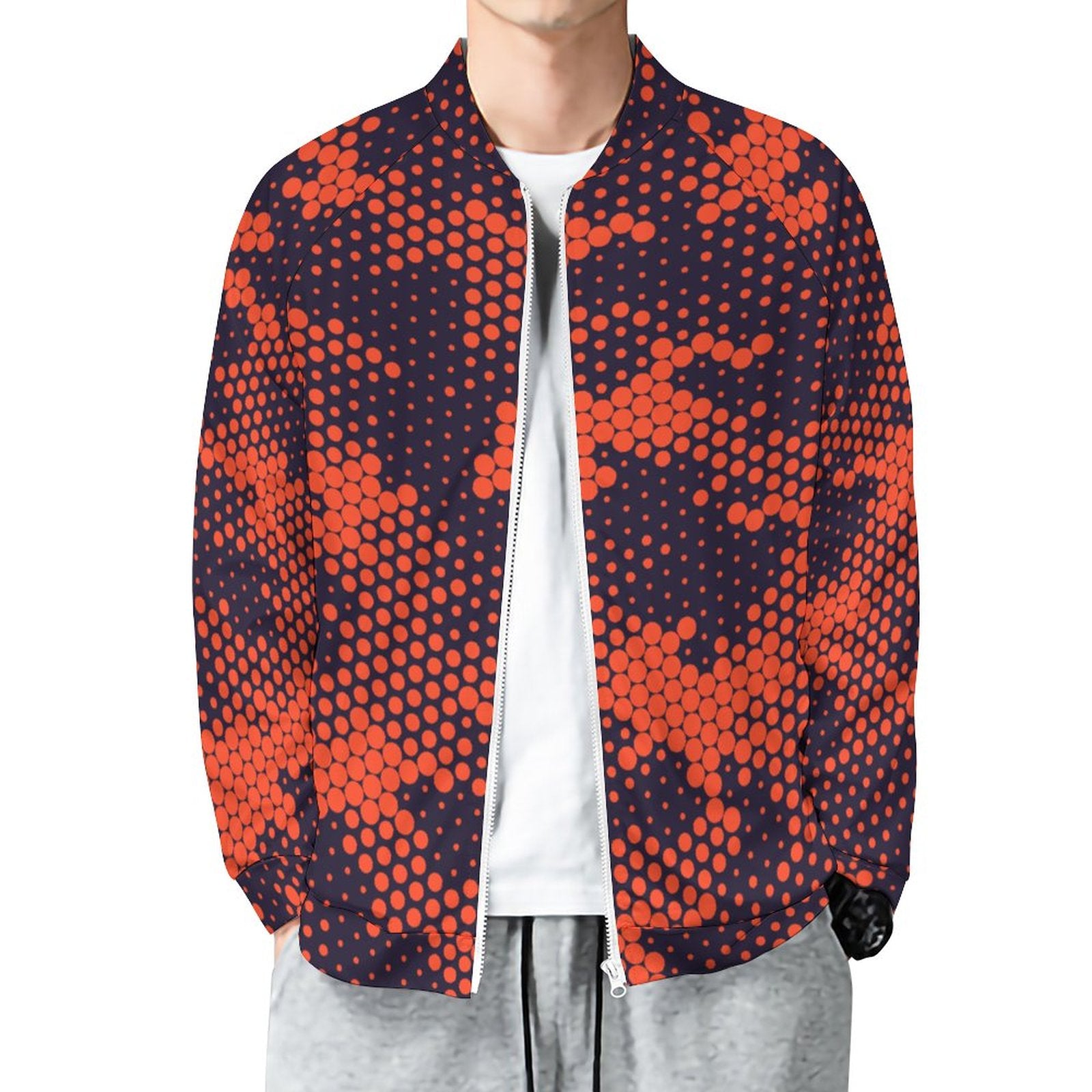 Camo Shirt | Raglan Zip-up | Orange and Blue Digital Camo Colors