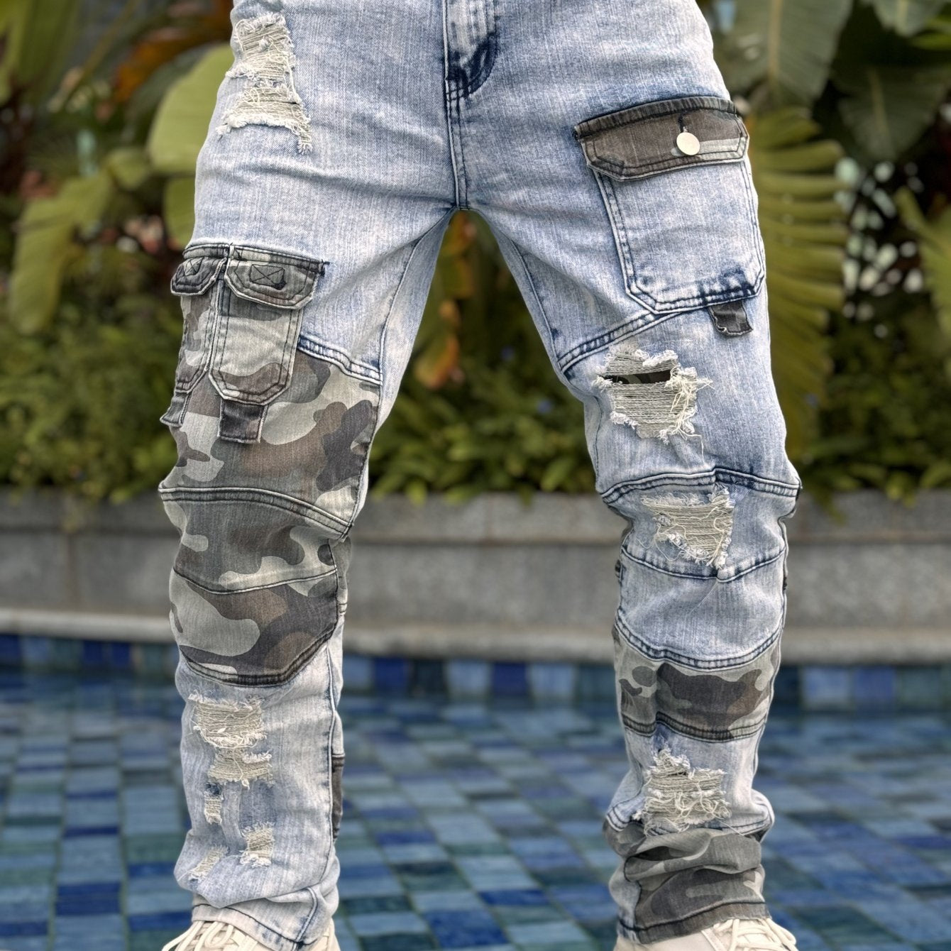 Men's Cargo Denim Pants – Loose Fit, Streetwear Style | Camo Colors